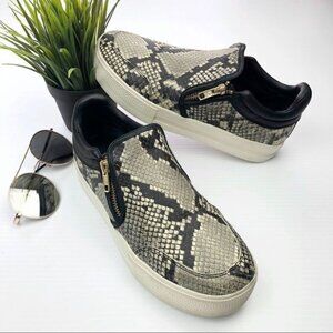 Ash Jordy black and gray Snake-Print leather platform Sneakers 6.5